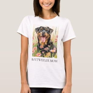 T-shirt Rottweiler Maman – Cadeau Chien Aquarelle