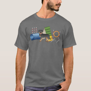 T-shirt Rottweiler noir et feu avec équipement d'agilité