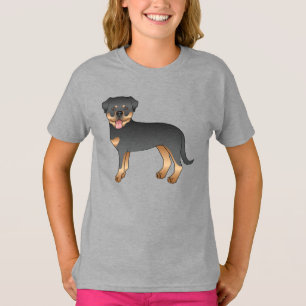 T-shirt Rottweiler noir et feu Chien de dessin animé migno