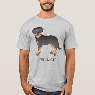 T-shirt Rottweiler noir et feu Chien de dessin animé migno