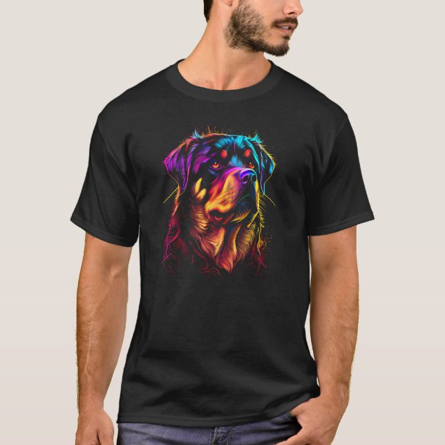 T-shirt Rottweiler Propriétaire de chien Retro Wave Graffi (Devant)