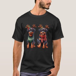T-shirt Rottweiler Reindeer Noël Noël Noël Noël Noël