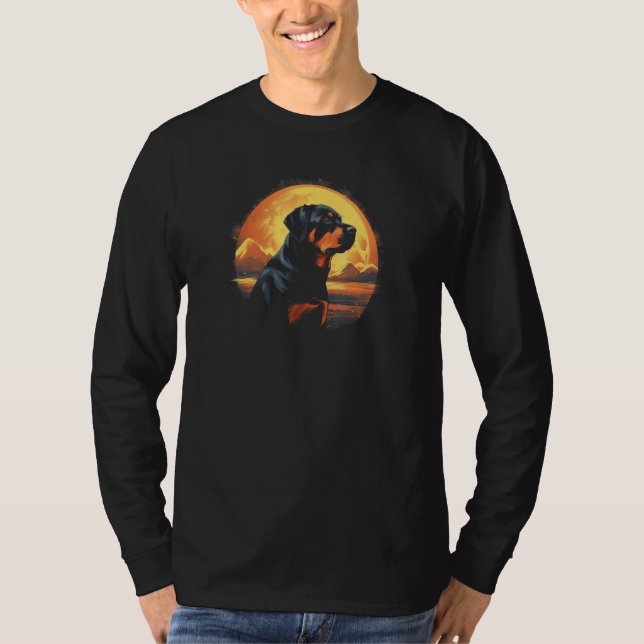T-shirt Rottweiler With Full Moon in Background - Dog Love (Devant)
