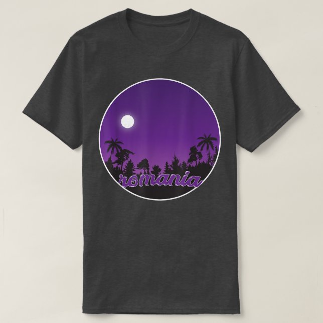 T-shirt rouania De nuit avec Palms (Design devant)