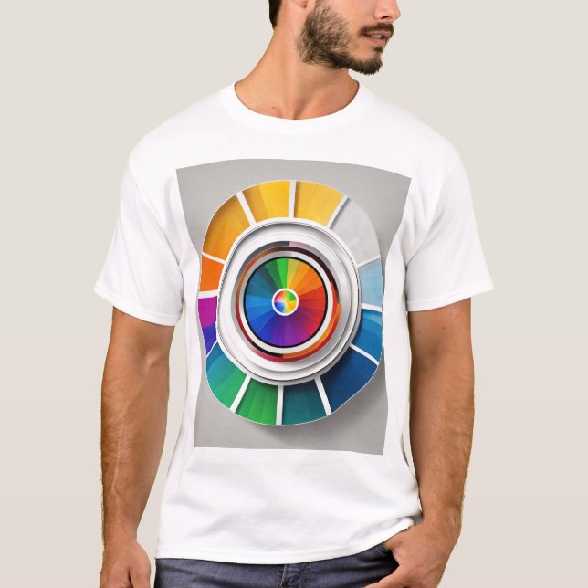 T-shirt Roue couleur conventionnelle simple sur fond noir (Devant)