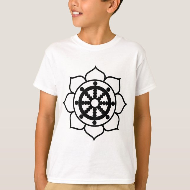 T-shirt Roue de Dharma de fleur de Lotus (Devant)