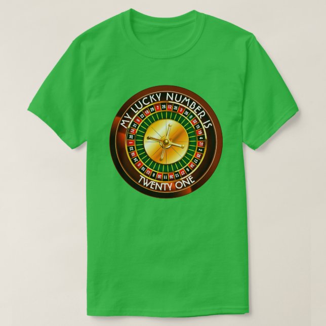 T-shirt Roue de roulette de casino avec votre nombre (Design devant)