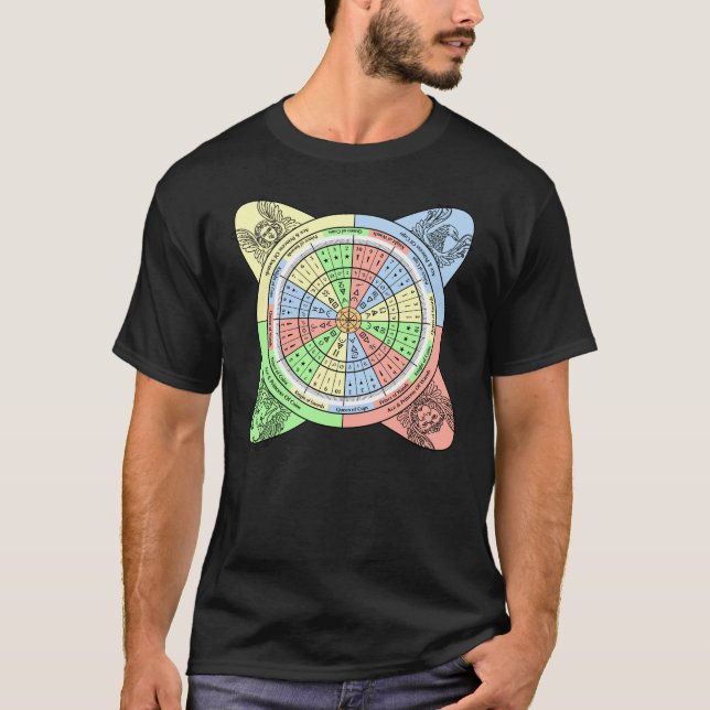 T-shirt Roue Decan pour Tarot avec Cartes de Cour (Devant)