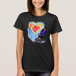 T-shirt Roue du cœur déverrouillée Fauteuil roulant Aquare