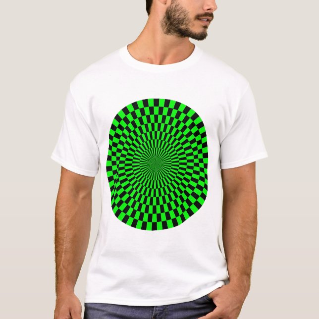 T-shirt Roue Op Art - Vert et Noir (Devant)