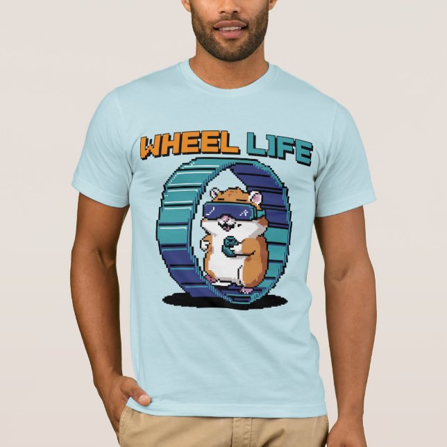 T-shirt Roue Vie Pixel Art Hamster Jeu (Devant)