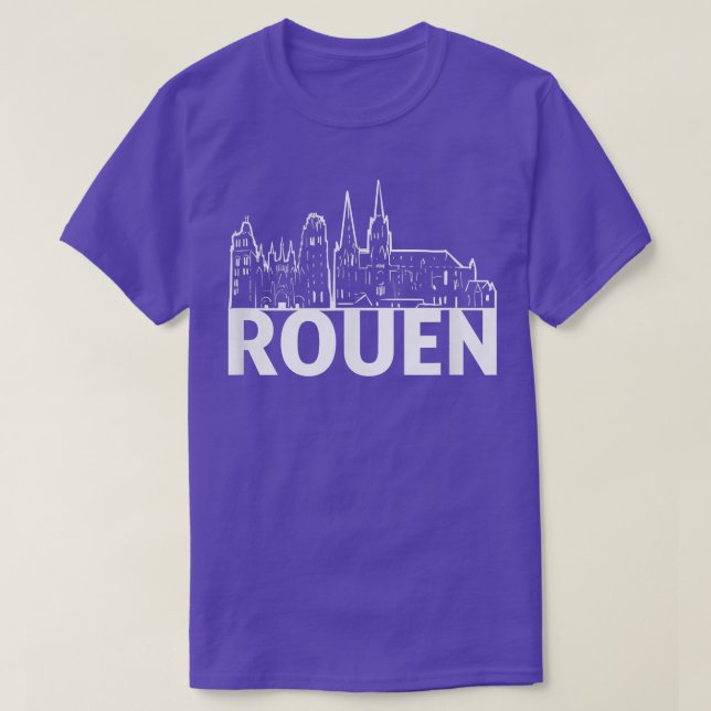 T-shirt Rouen France City Skyline Silhouette Hiérarchie Sk (Design devant)