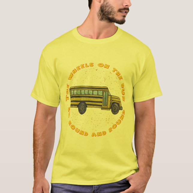 T-shirt Roues d'autobus scolaire (Devant)