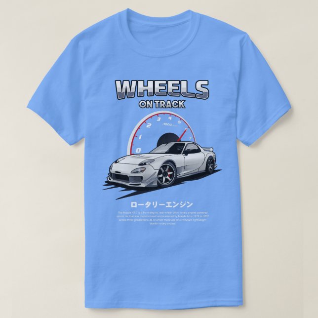 T-shirt Roues Mazda RX7 Sur Piste (Design devant)