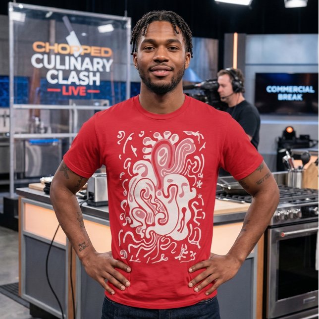 T-shirt Rouge (AI product visualisation, art is not AI)