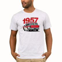 T-shirt rouge 1957 et de blanc de Buick de station