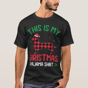 T-shirt Rouge à carreaux laid C'est mon teckel chien de No