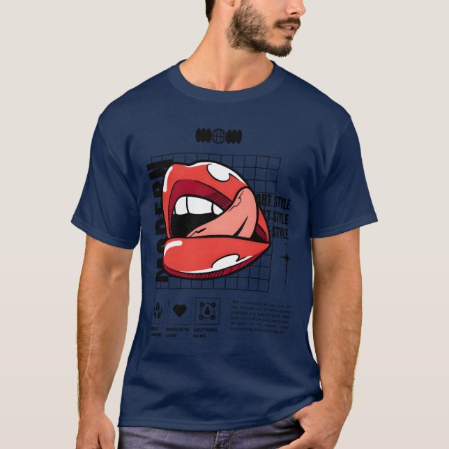 T-shirt Rouge à lèvres Modern Art Lip Print marque fille (Devant)