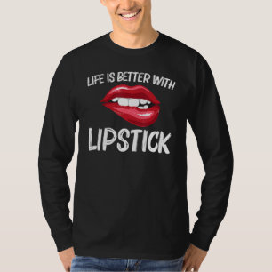 T-shirt Rouge à lèvres pour femmes filles mordant les lèvr
