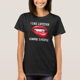 T-shirt Rouge à lèvres pour femmes filles mordant les lèvr