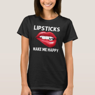 T-shirt Rouge à lèvres pour femmes filles mordant les lèvr