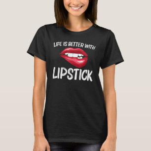 T-shirt Rouge à lèvres pour femmes filles mordant les lèvr