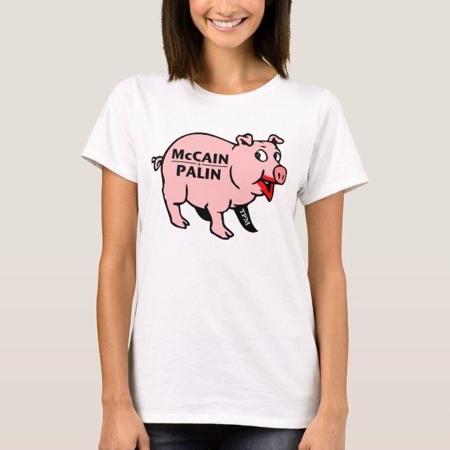T-shirt Rouge à lèvres sur un porc (Devant)