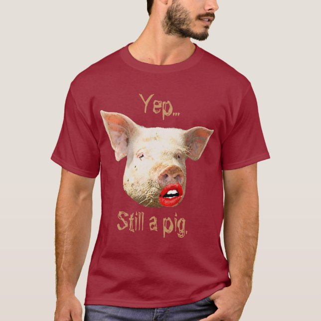 T-shirt Rouge à lèvres sur un porc (Devant)