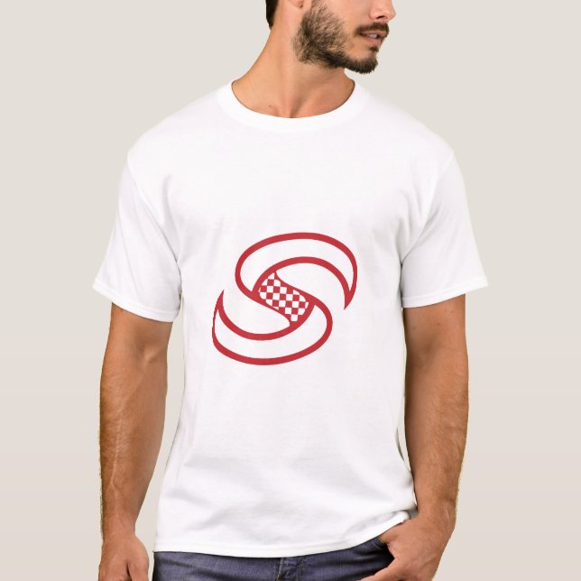 T-Shirt Rouge à Spirale à Damier Spee (Devant)