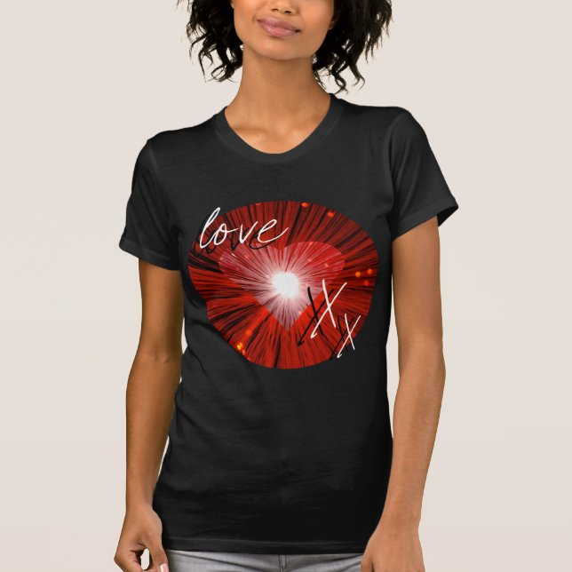 T-shirt rouge 'Amour et baisers' pour dames (Devant)
