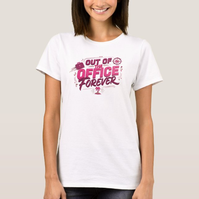 T-shirt Rouge Audacieux EN DEHORS DU BUREAU Impression Mod (Devant)