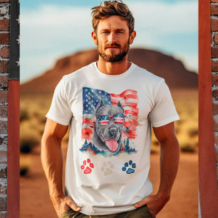 T-shirt Rouge Blanc Bleu Chien Cane Corso Drôle 4 Juillet