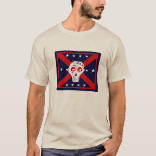t-shirt rouge, blanc, bleu crâne drapeau pirate gr