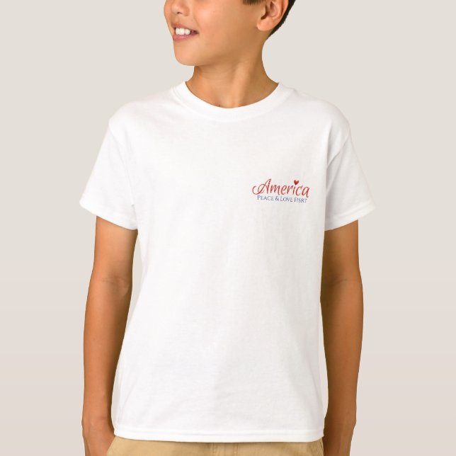 T-shirt Rouge, blanc, bleu, drapeau, étoiles, flèches, 4 j (Devant)