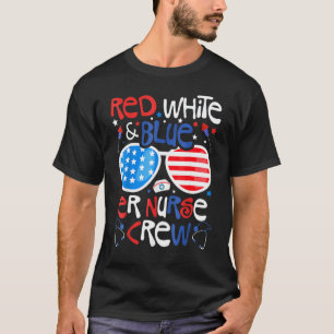 T-shirt Rouge Blanc Bleu du 4 Juillet Infirmière Urgences