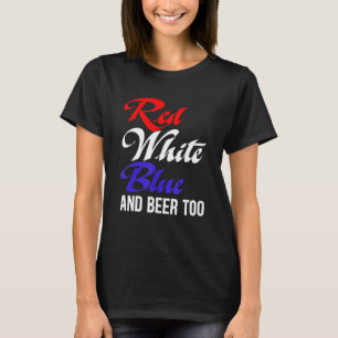 T-shirt Rouge Blanc Bleu Et Bière Trop Mens Femmes