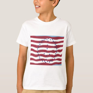 T-shirt Rouge Blanc Bleu Étoiles Bleu Stripes Paix Signal