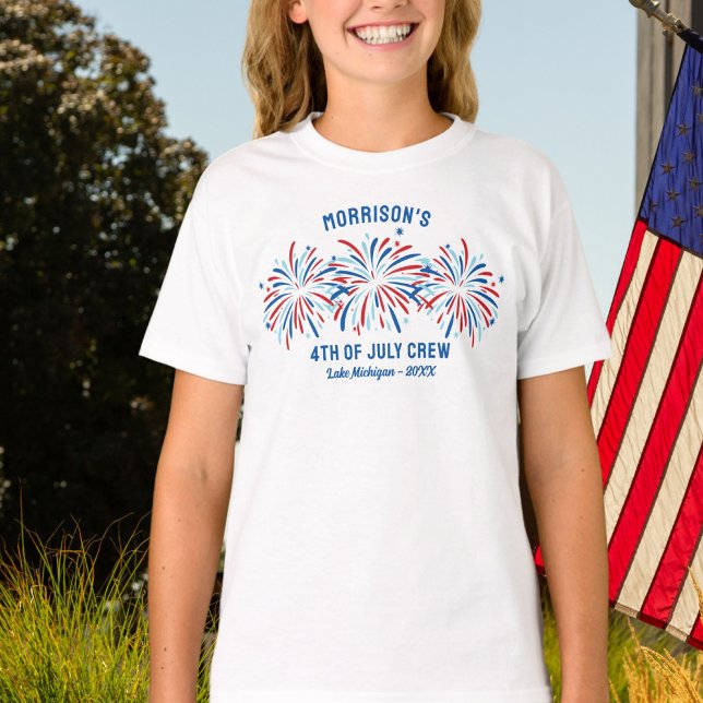 T-shirt Rouge Blanc Bleu Fireworks Personnalisé 4 juillet  (Créateur téléchargé)