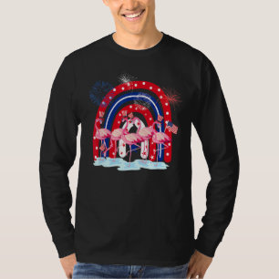 T-shirt Rouge Blanc Bleu Flamant rose Feu d'artifice Arc e