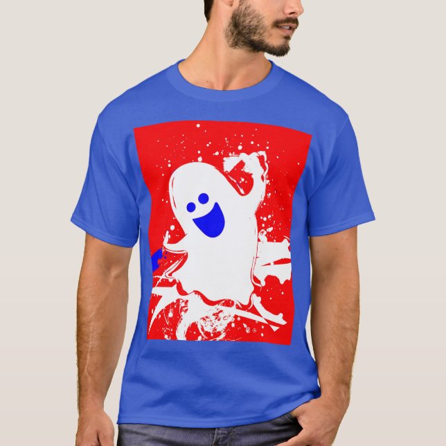 T-shirt Rouge Blanc Bleu Gabbie le Fantôme  (Devant)