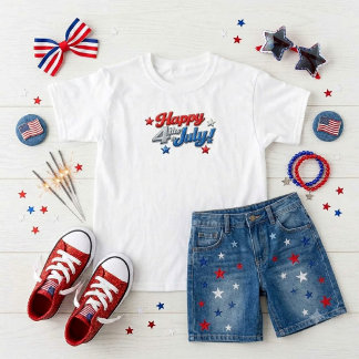 T-shirt Rouge Blanc Bleu Patriotique 4 juillet  