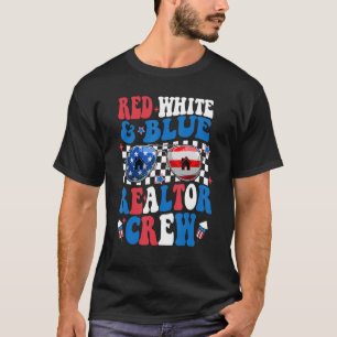 T-shirt Rouge Blanc bleu Realtor Crew 4 juillet Super