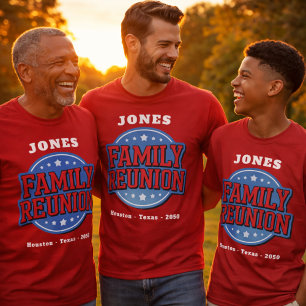 T-shirt Rouge, Blanc, Bleu Réunion de Famille