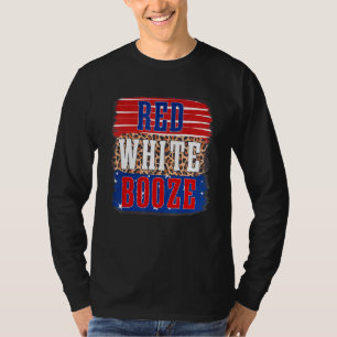 T-shirt Rouge Blanc & Booze Retro Leopard 4 juillet heureu