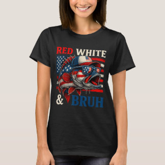 T-shirt Rouge Blanc Bruh Patriotique Amérique Pêche 4
