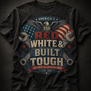 T-shirt Rouge Blanc & Construit Solide Amérique 250