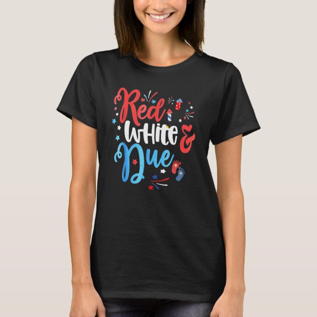 T-shirt Rouge Blanc Et 4 juillet Grossesse (Devant)