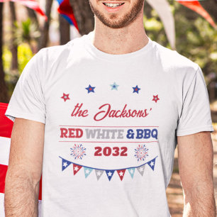 T-shirt Rouge blanc et barbecue 4 juillet feu d'artifice p