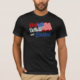 T-shirt Rouge Blanc Et Béni Usa Patriotique Américain 4ème