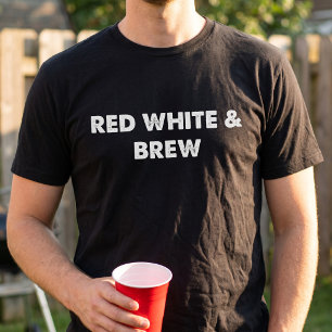 T-shirt Rouge Blanc et Bière Amusant Amant de la fête du 4